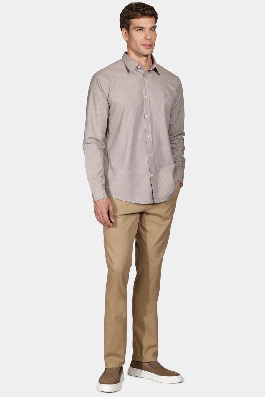 Calça Chino Slim Maquinetada Cáqui — foto 2 de 5
