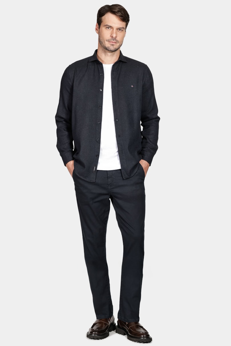 Calça Chino Slim Maquinetada Marinho