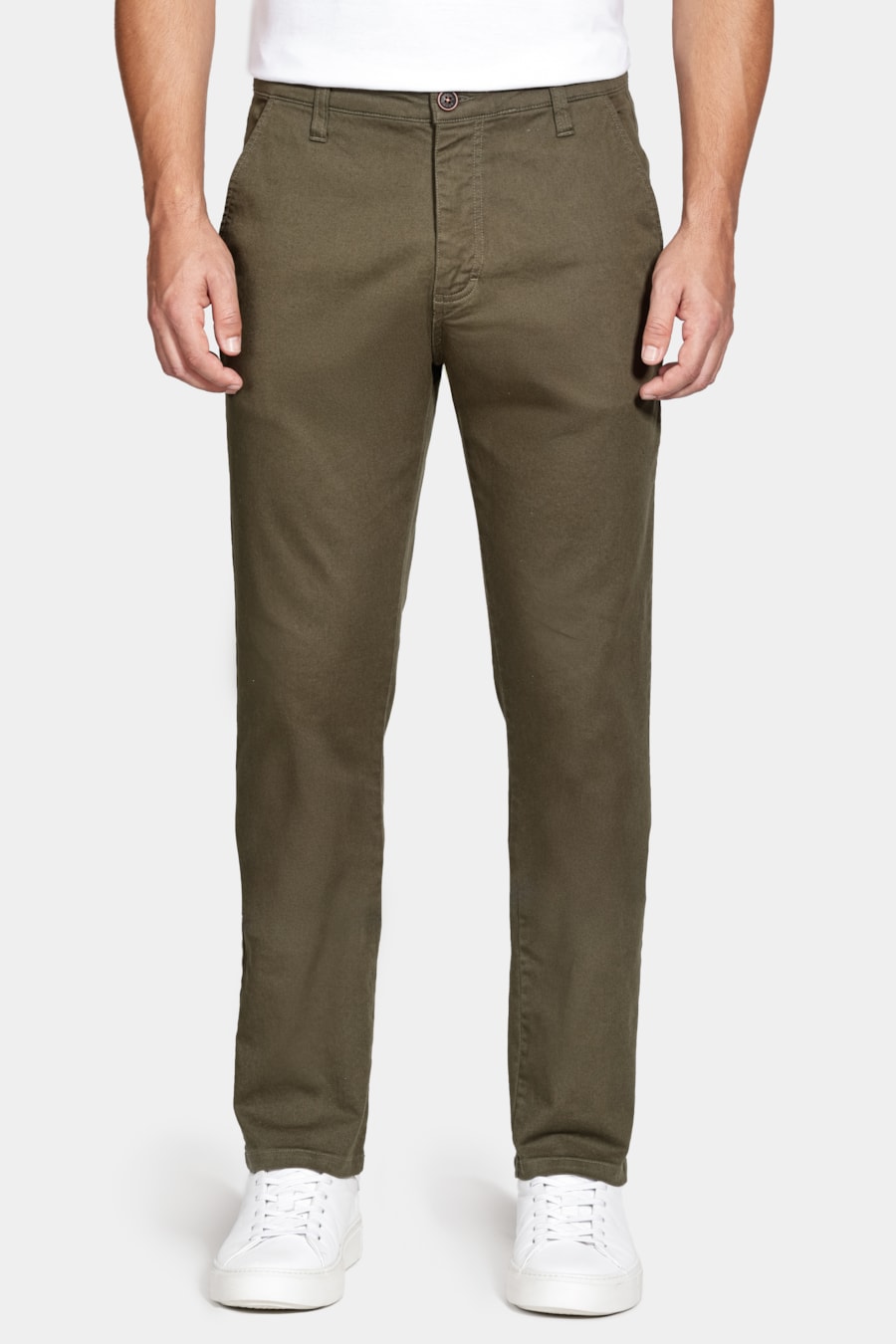 Calça Chino Slim Maquinetada Verde Militar — foto 1 de 6