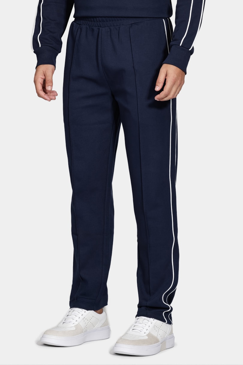 Calça de Moletom de Textura Piquet Navy
