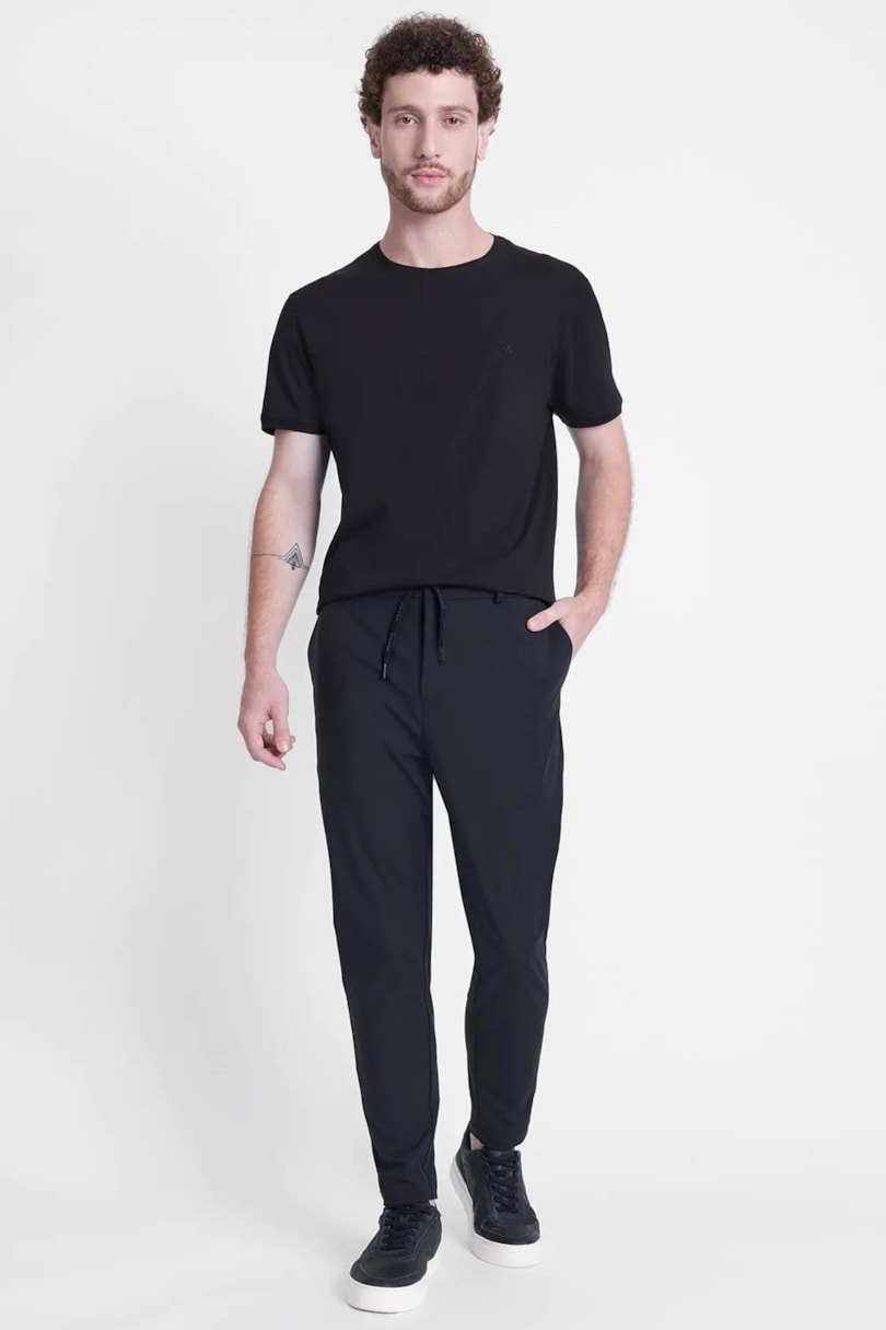 Calça de Nylon Cós Elastico Preto