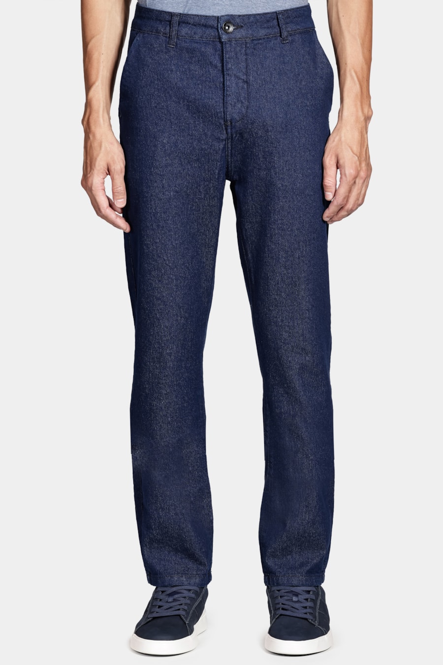 Calça Jeans Chino Regular Raw Azul Escuro — foto 1 de 5