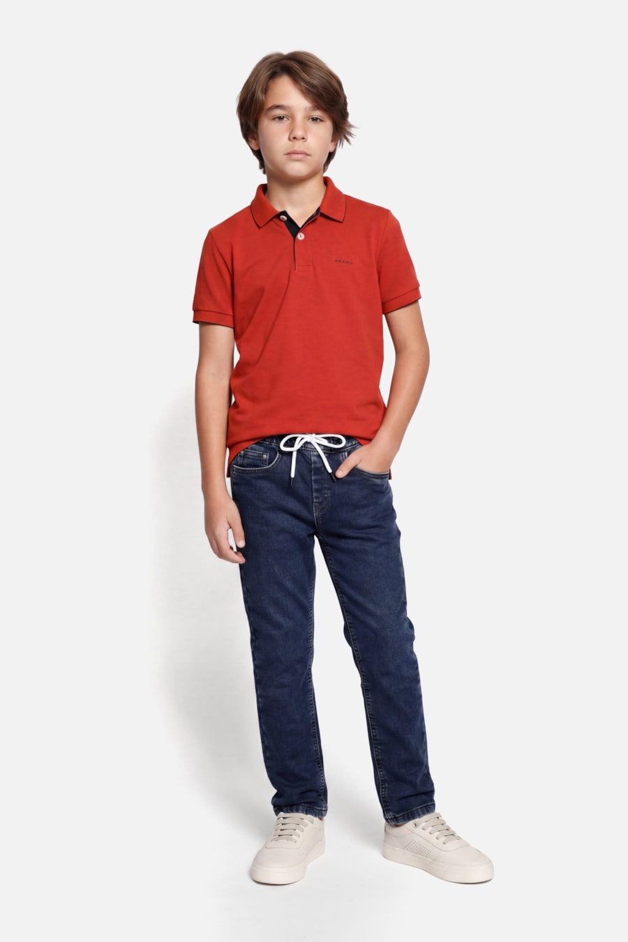 Calça Jeans Com Cós Elástico Azul Escuro — foto 2 de 4
