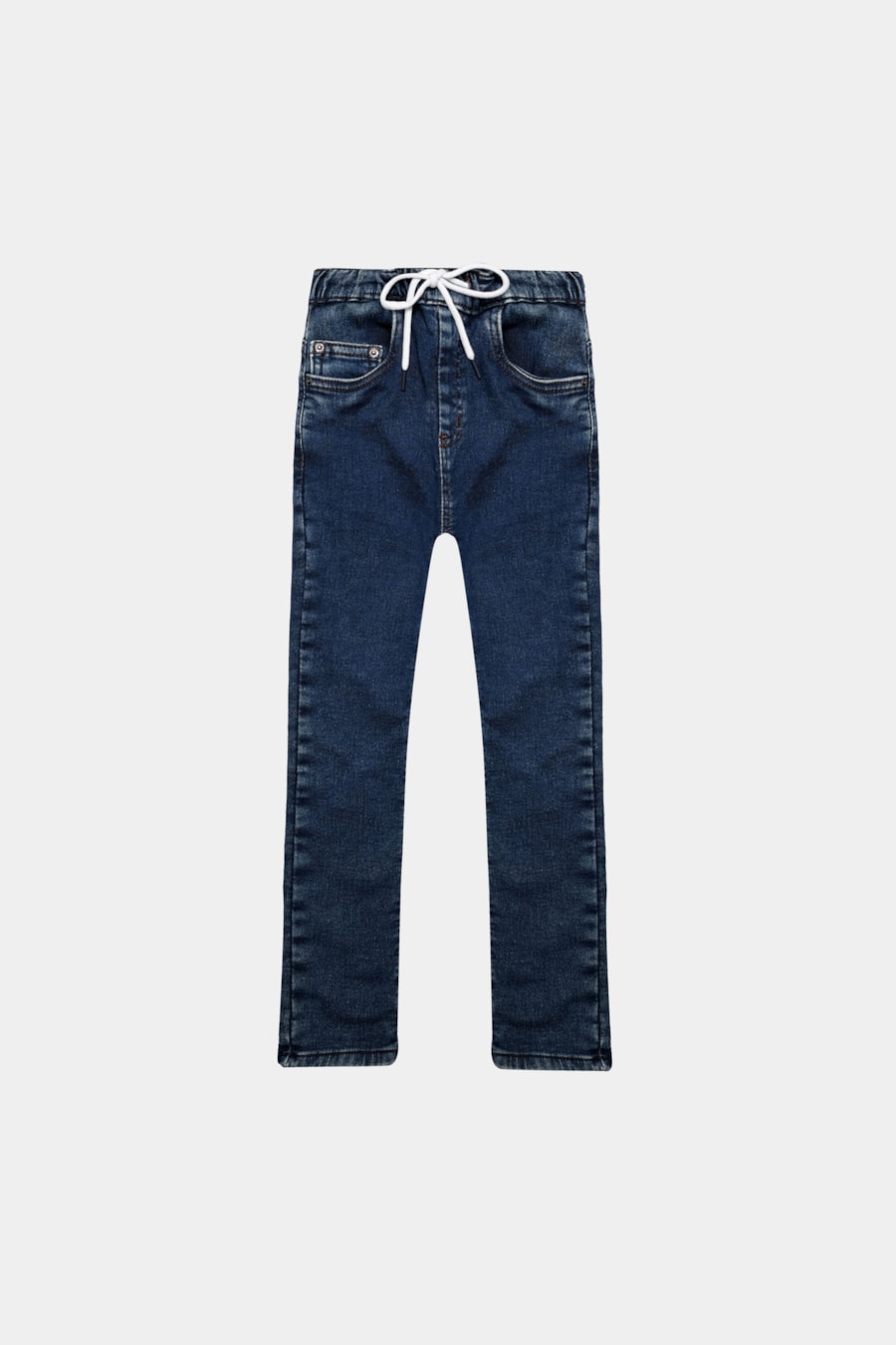Calça Jeans Com Cós Elástico Azul Escuro — foto 4 de 4