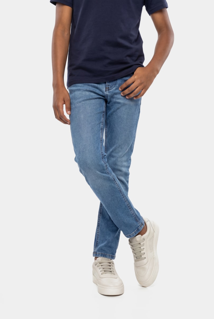 Calça Jeans Infantil Slim Azul Medio
