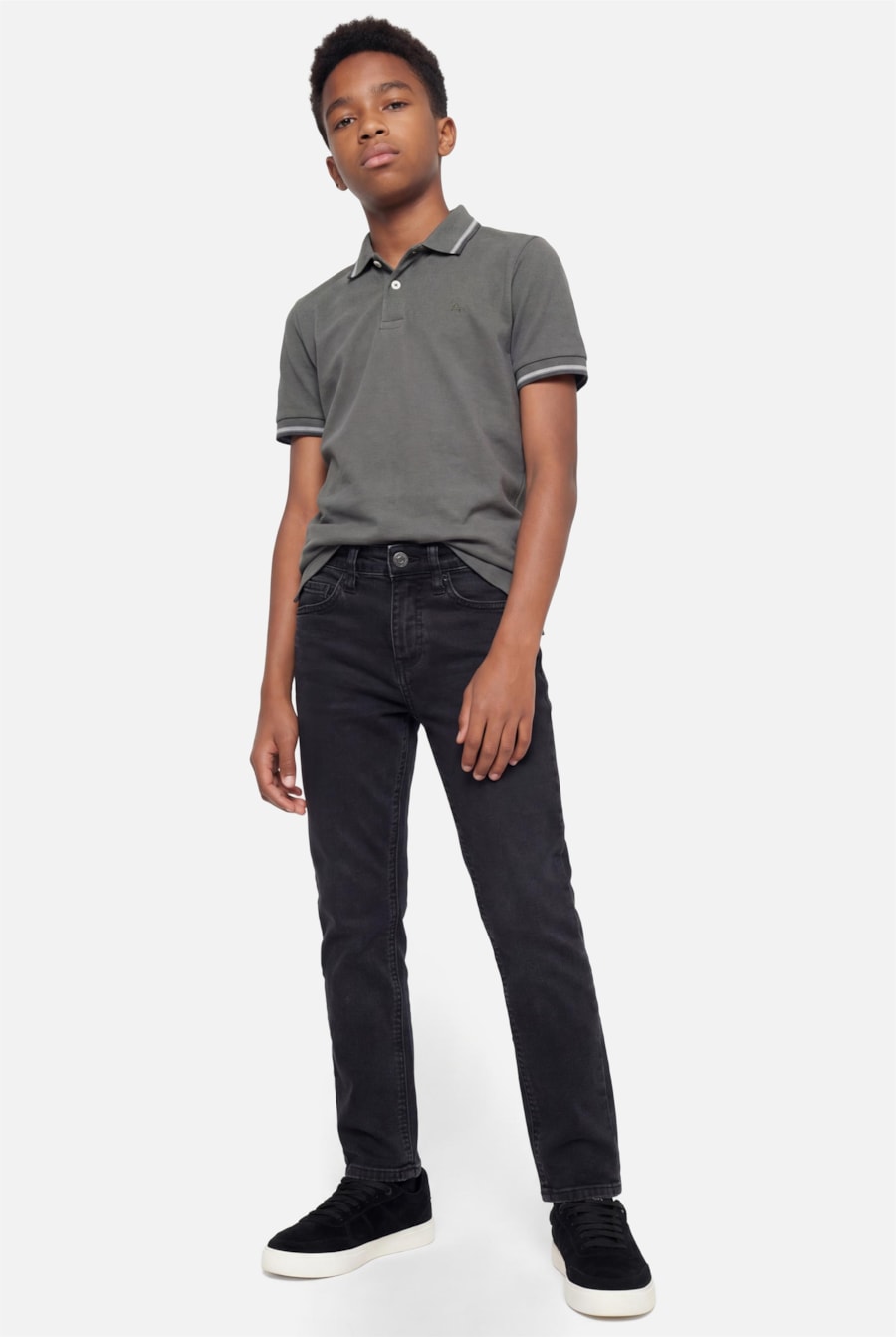 Calça Jeans Infantil Stonada Black Preto — foto 2 de 4
