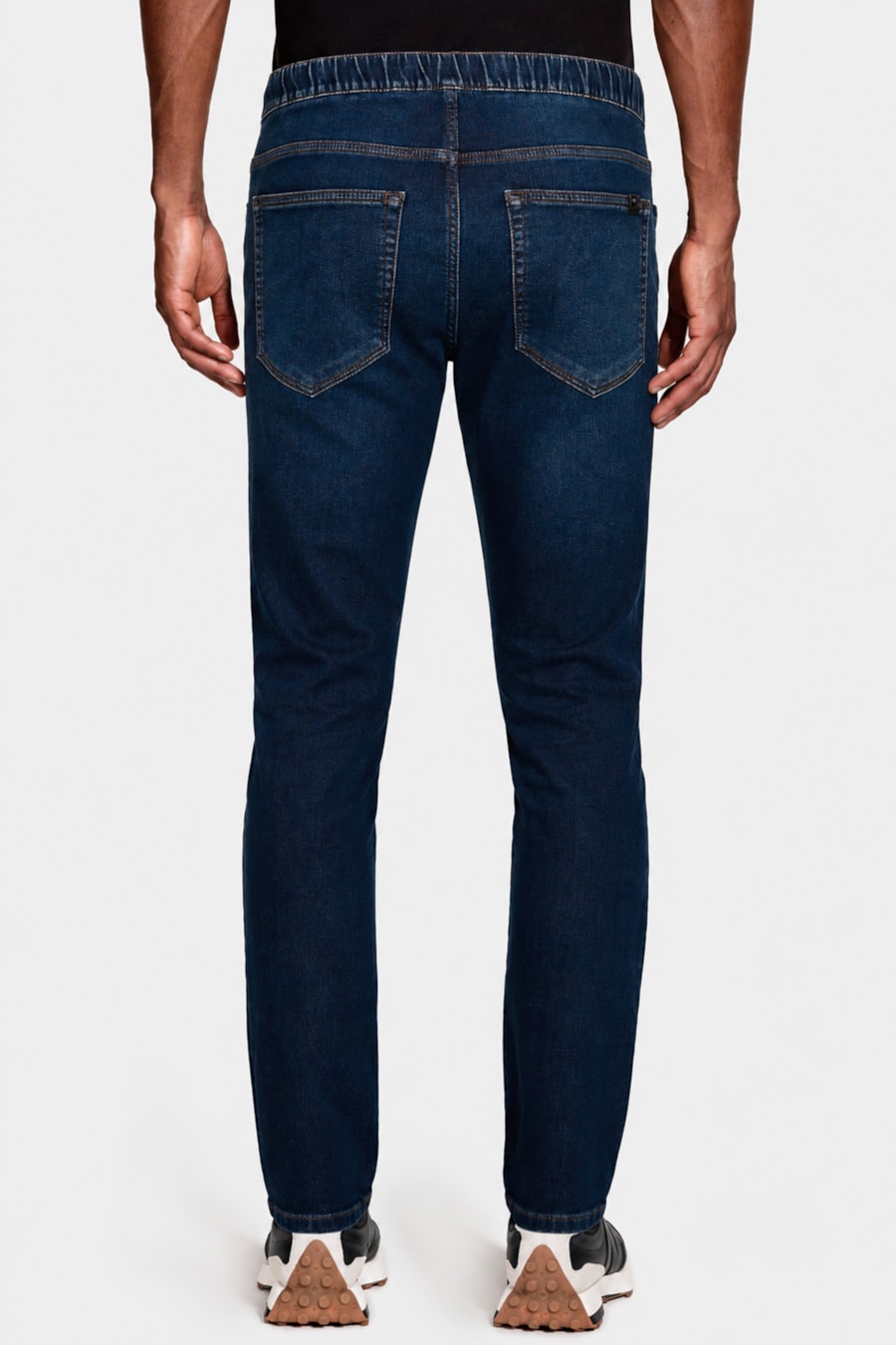 Calça Jeans Jogger Slim Moletom Azul Escuro — foto 5 de 7