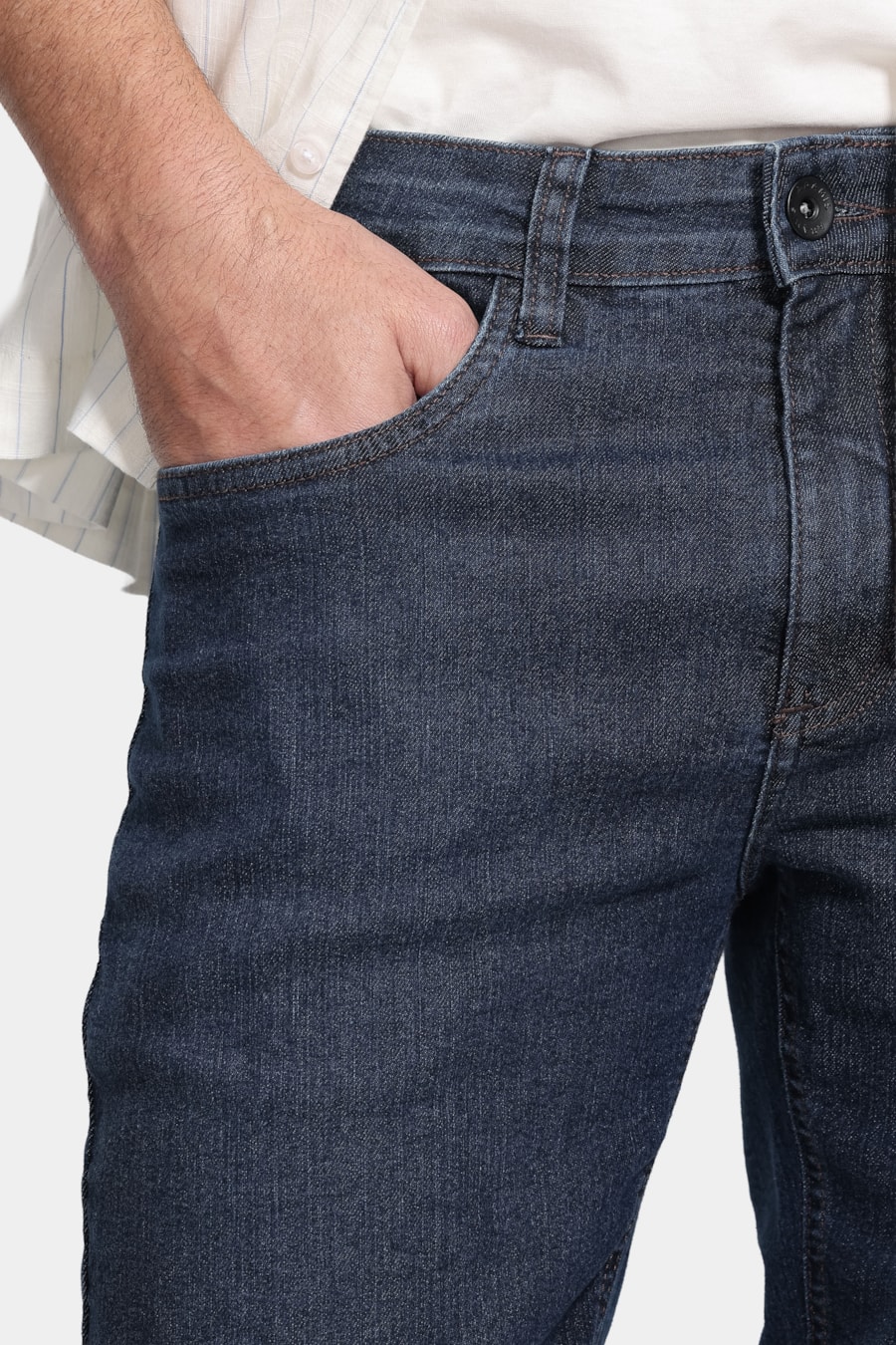 Calça Jeans Regular Azul Escuro Azul Escuro — foto 3 de 6