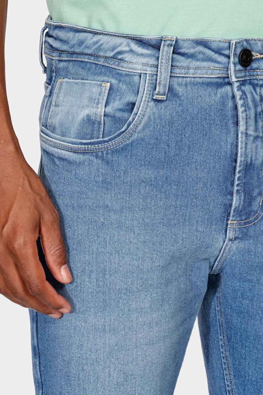 Calça Jeans Regular Denin Blue Azul — foto 3 de 5