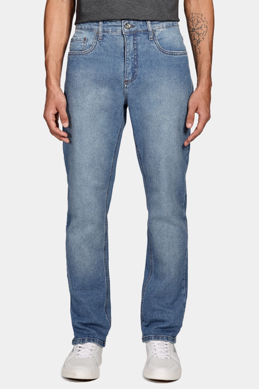 Calça Jeans Regular Média Vintage Azul Médio — foto 1 de 5
