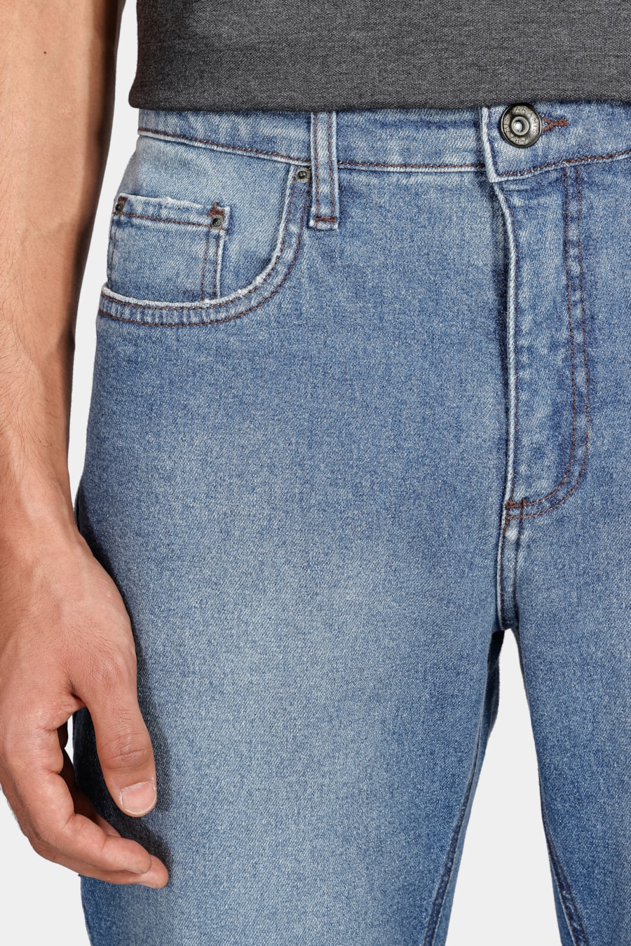 Calça Jeans Regular Média Vintage Azul Médio — foto 3 de 5