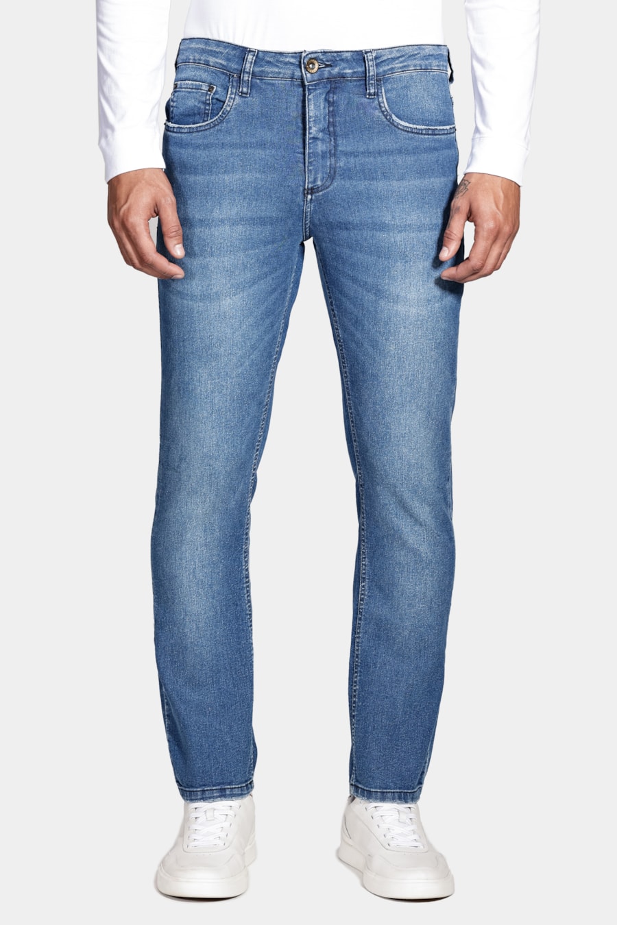 Calça Jeans Regular Média Vintage Azul Médio — foto 1 de 5