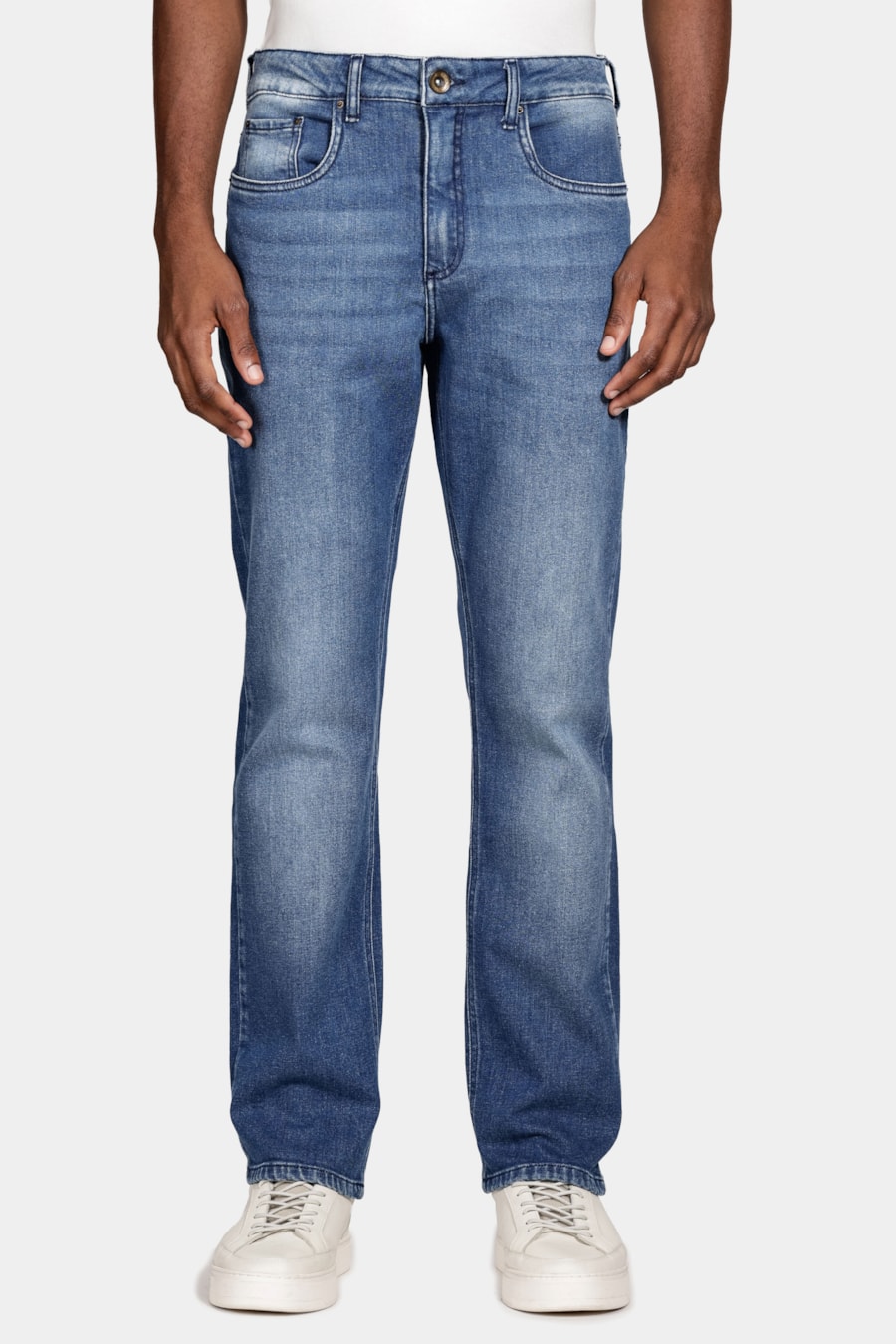Calça Jeans Regular Medium Stone Wash Azul Medio — foto 1 de 6