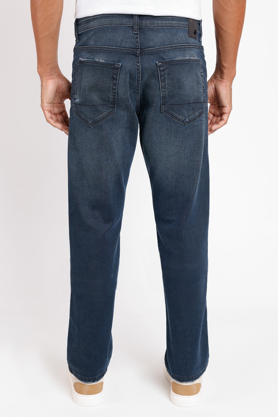 Calça Jeans Regular Resinada Azul Escuro — foto 3 de 3