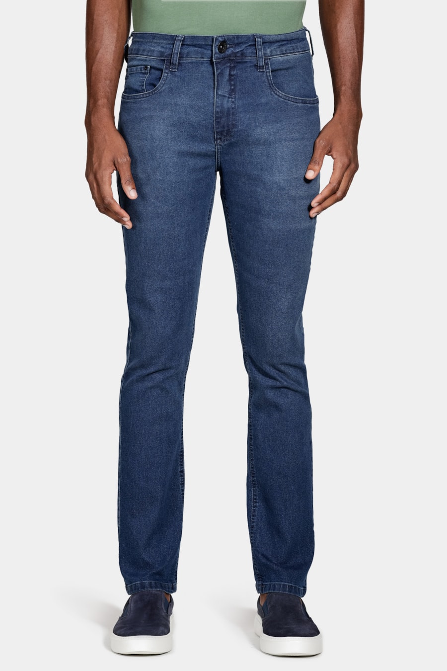 Calça Jeans Regular Stonada Azul Escuro — foto 1 de 6