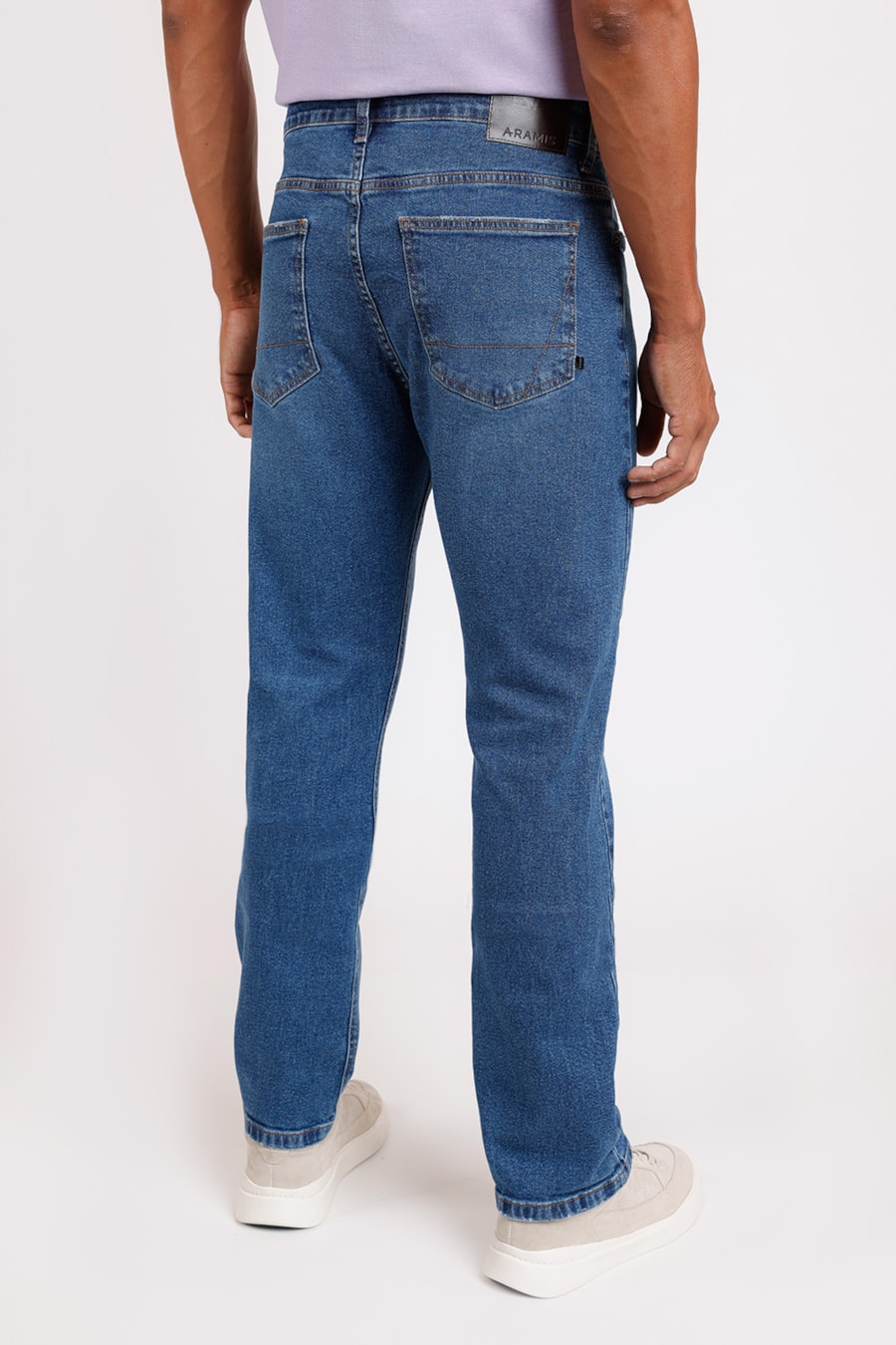Calça Jeans Regular Stonada Dirty Azul Médio — foto 3 de 3