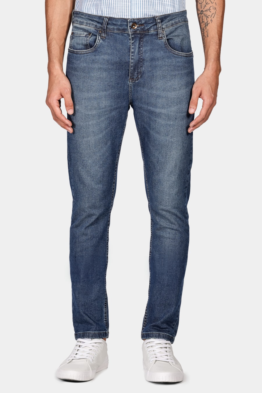 Calça Jeans Skinny Destroyer Dirty Azul Médio — foto 1 de 5