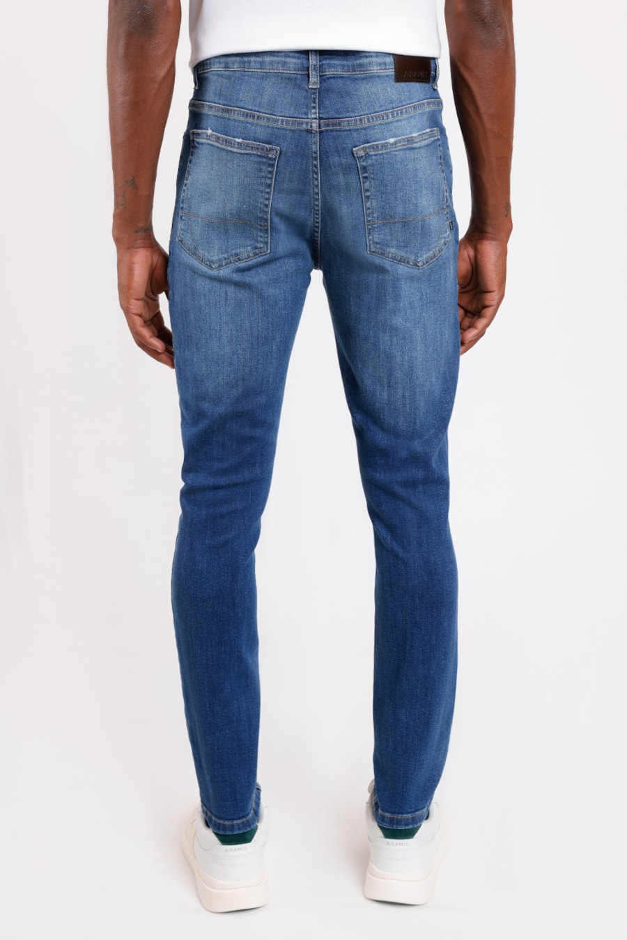 Calça Jeans Skinny Média Vintage Azul Médio — foto 3 de 3
