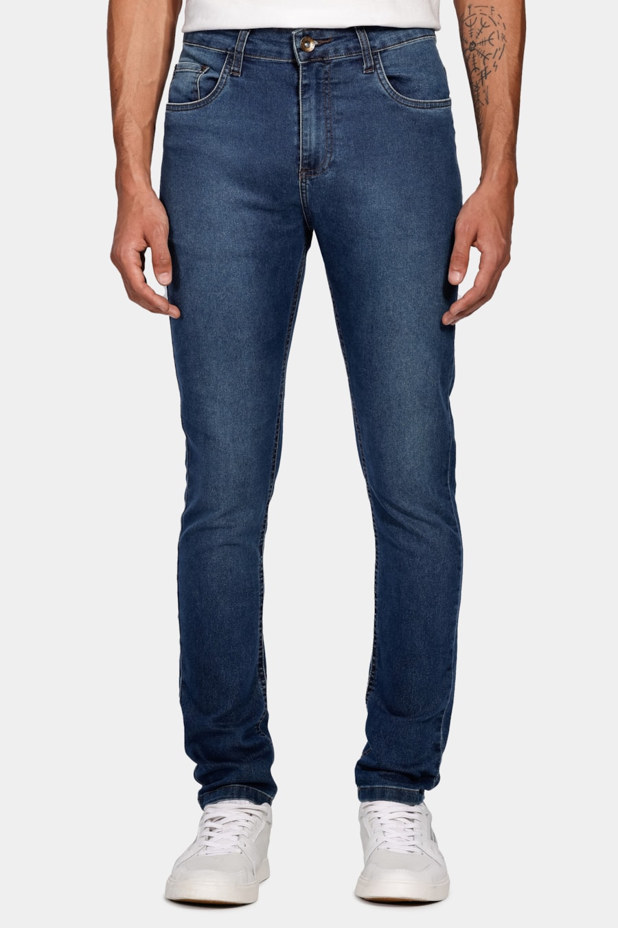 Calça Jeans Skinny Stonado Médio Azul Médio — foto 1 de 5
