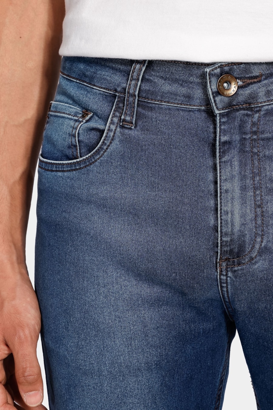 Calça Jeans Skinny Stonado Médio Azul Médio — foto 3 de 5
