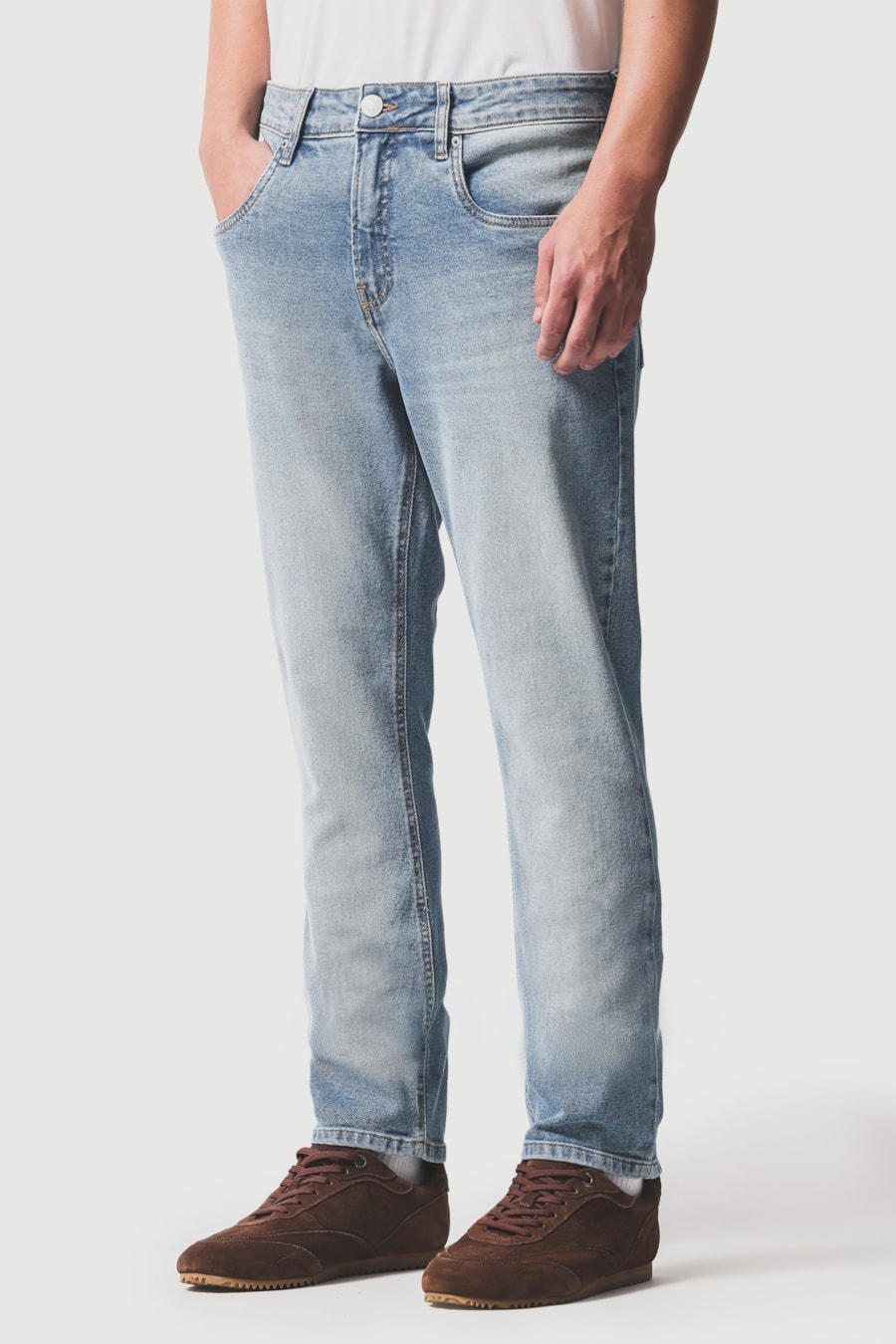 Calça Jeans Skinny Used Claro Azul Claro — foto 1 de 6