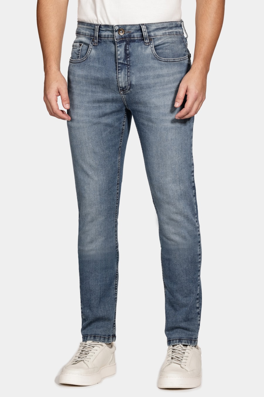 Calça Jeans Skinny Vintage Stonada Azul Medio — foto 1 de 6