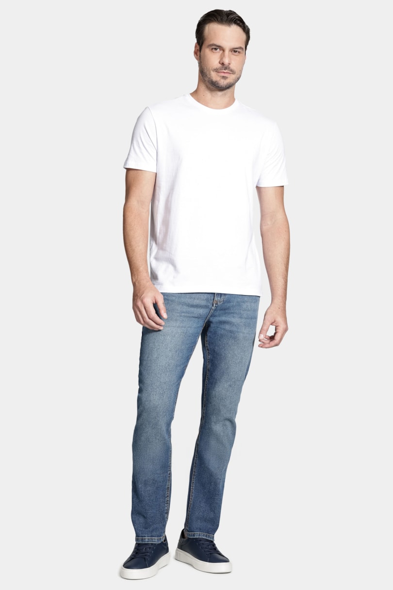 Calça Jeans Slim Azul Medio