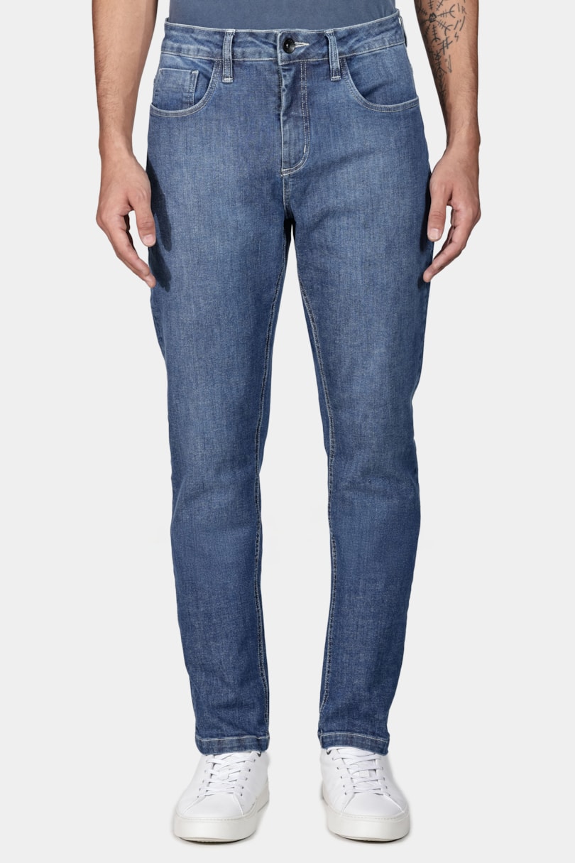Calça Jeans Slim Azul Médio