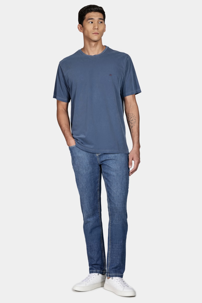Calça Jeans Slim Azul Médio