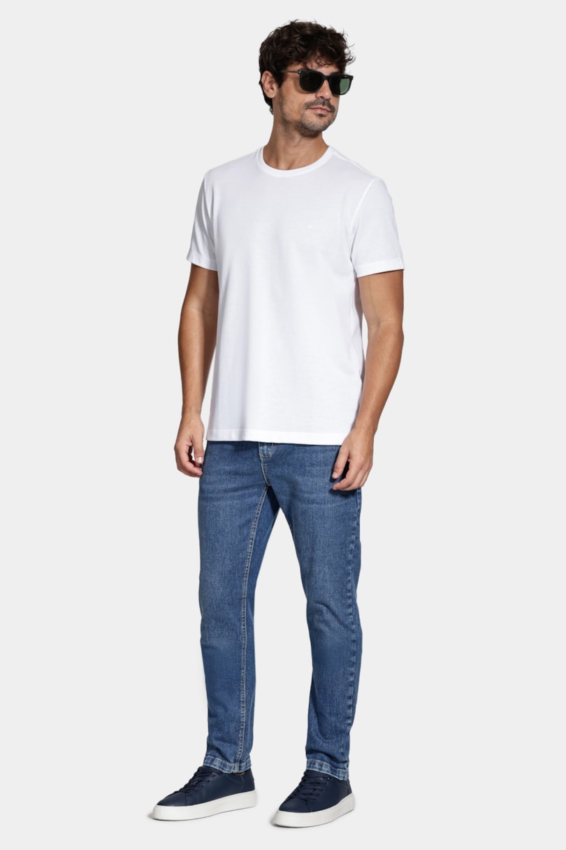 Calça Jeans Slim Azul Medio