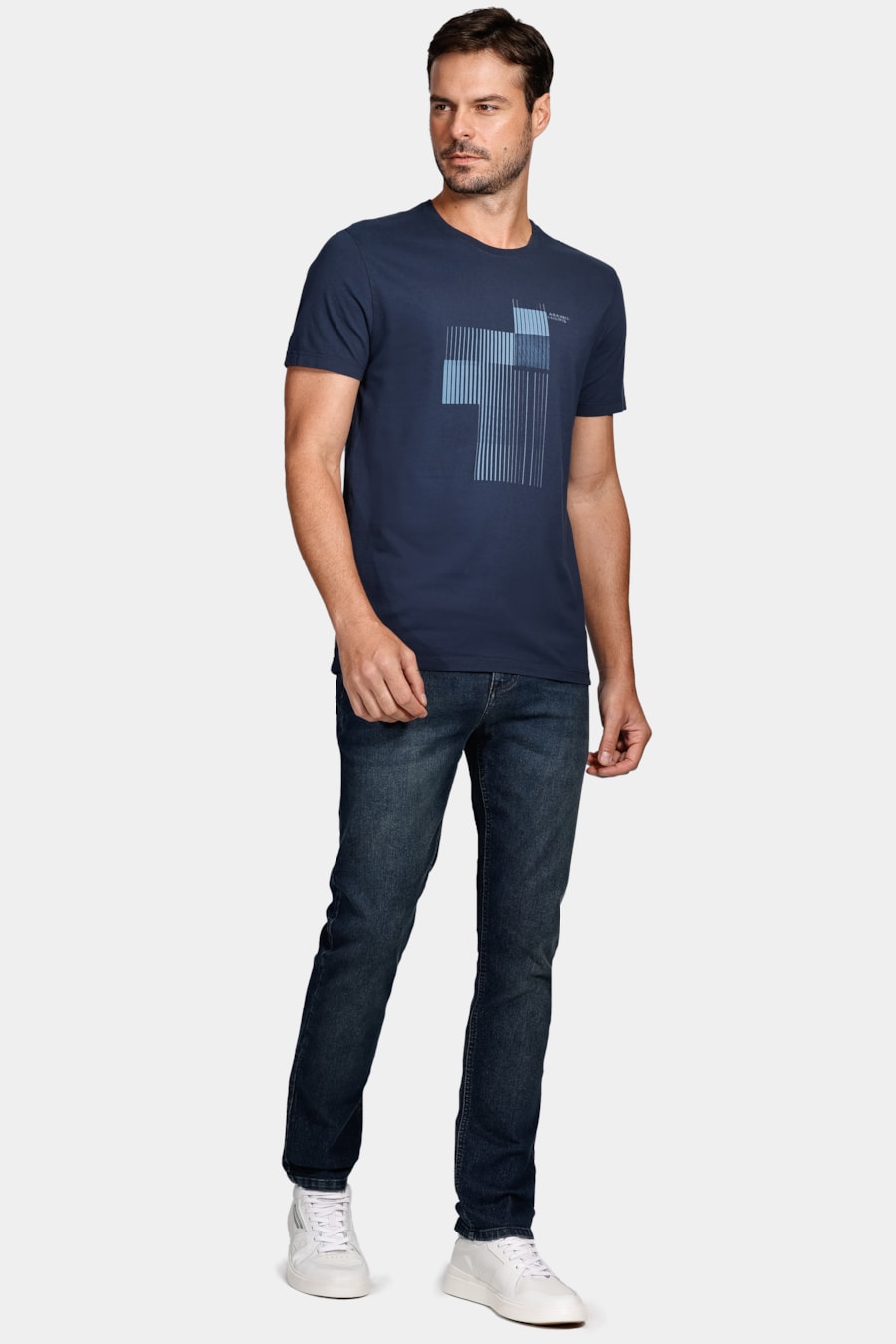 Calça Jeans Slim Blue Estone Escura Azul Escuro — foto 2 de 5