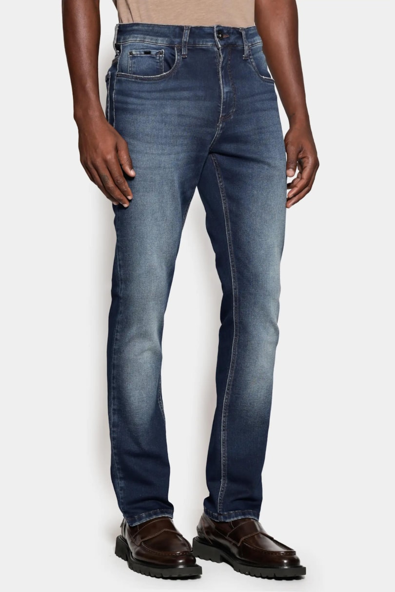 Calça Jeans Slim Comfort Vintage Azul Escuro