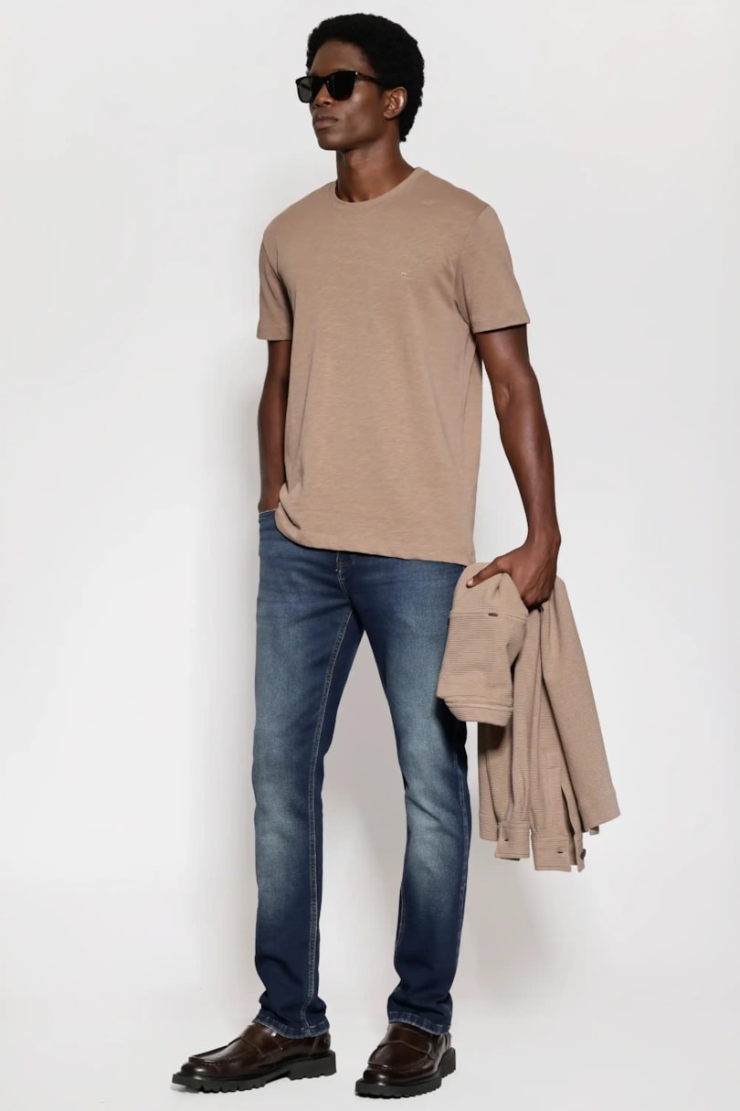 Calça Jeans Slim Comfort Vintage Azul Escuro
