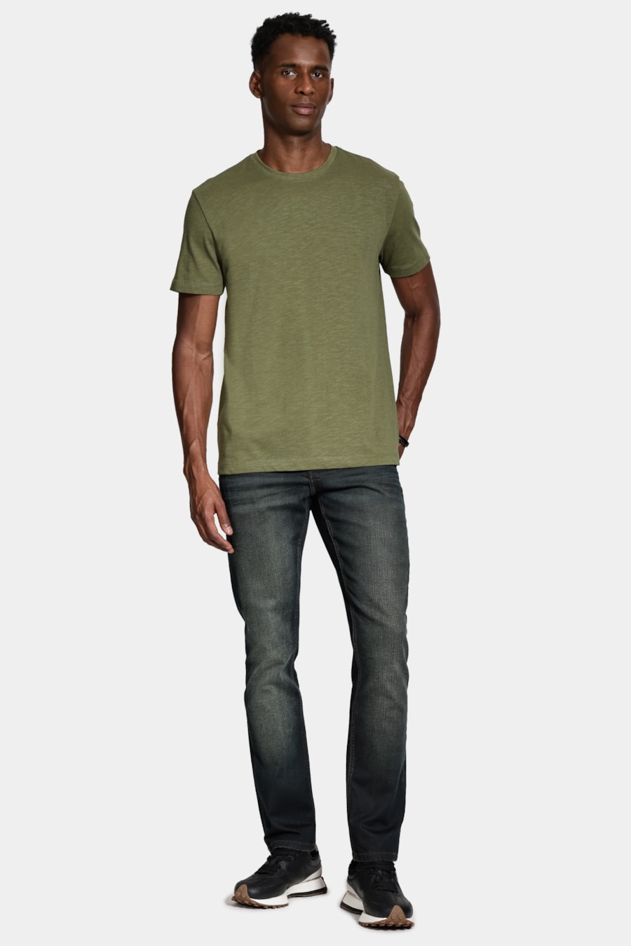 Calça Jeans Slim Dirty Estonada Black Caqui — foto 2 de 6