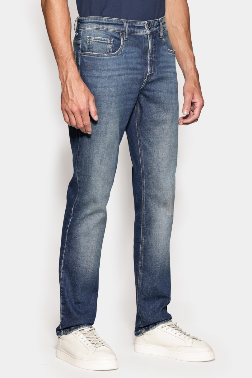 Calça Jeans Slim Escura Stone Azul Escuro