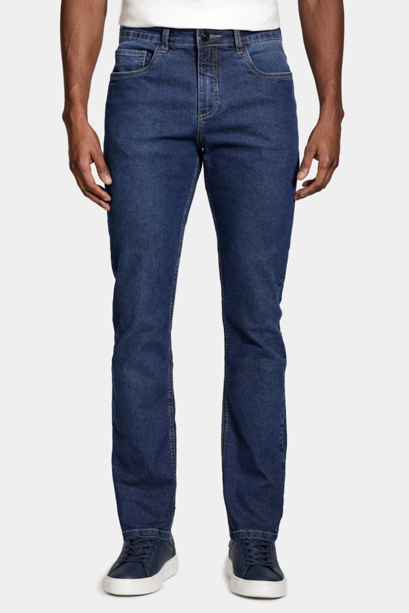 Calça Jeans Slim Especial Knit Azul Escuro
