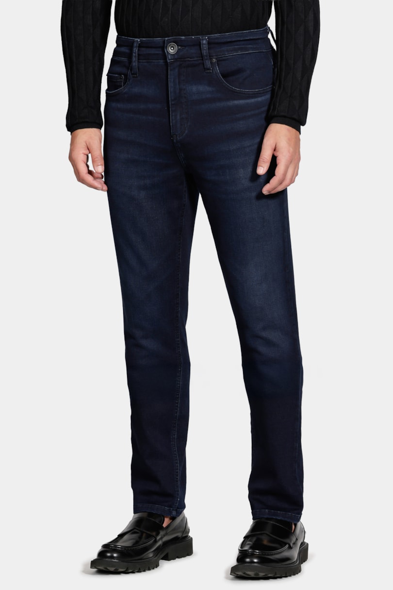 Calça Jeans Slim Especial Moletom Azul Escuro