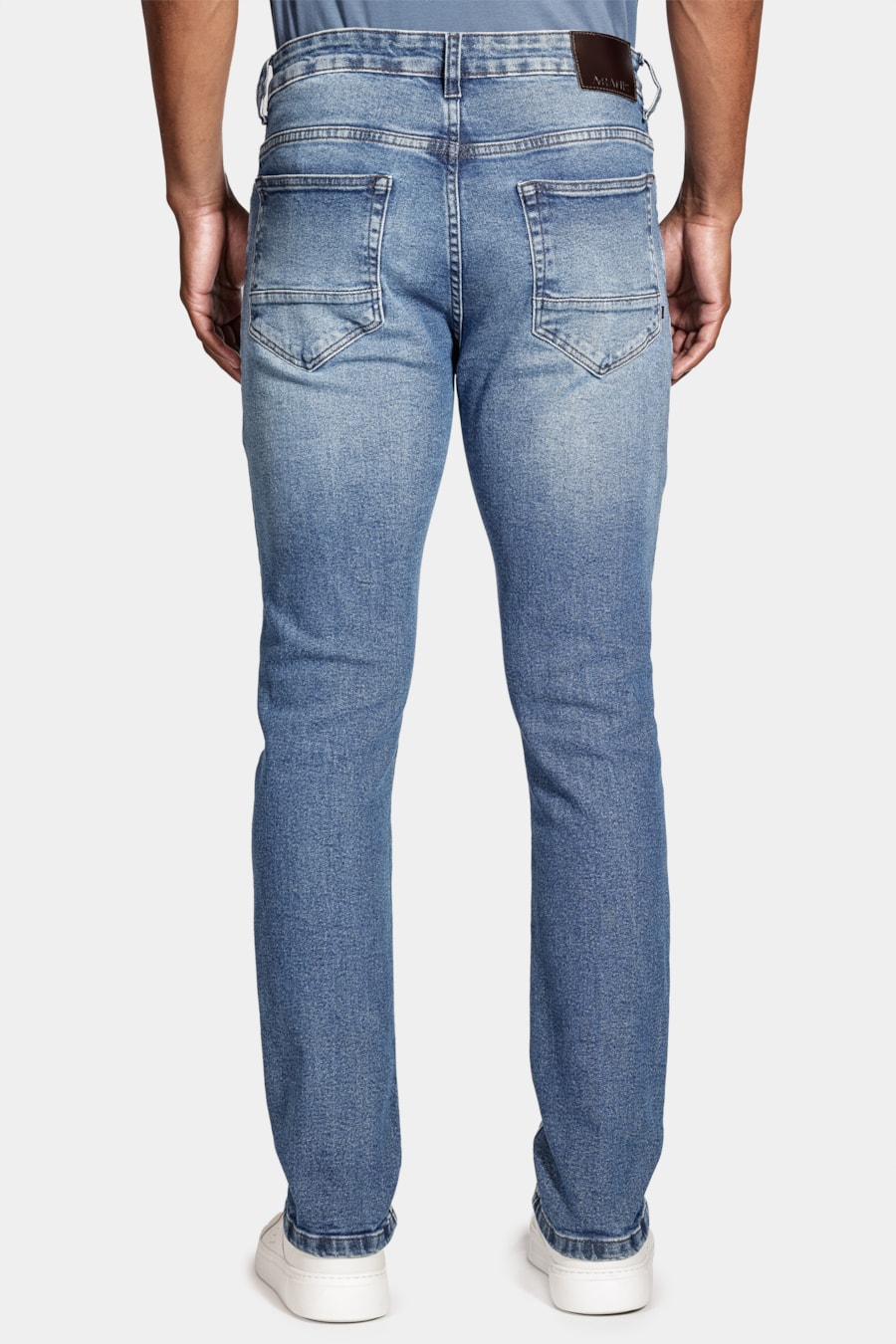 Calça Jeans Slim Estonado Médio Azul Médio — foto 5 de 5