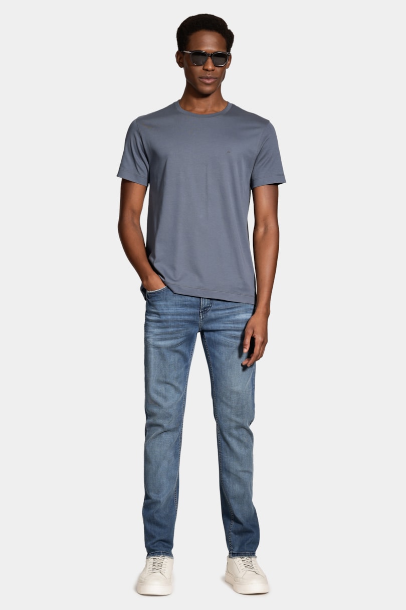 Calça Jeans Slim Flex And Dry Stone Azul Medio