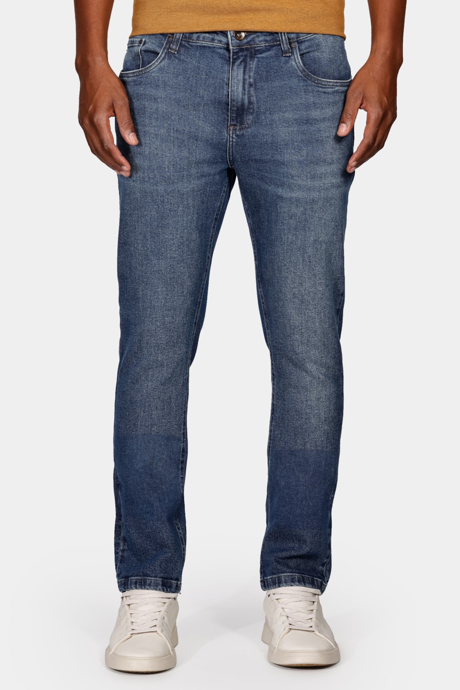 Calça Jeans Slim Medium Blue Dirty Azul Médio — foto 1 de 5