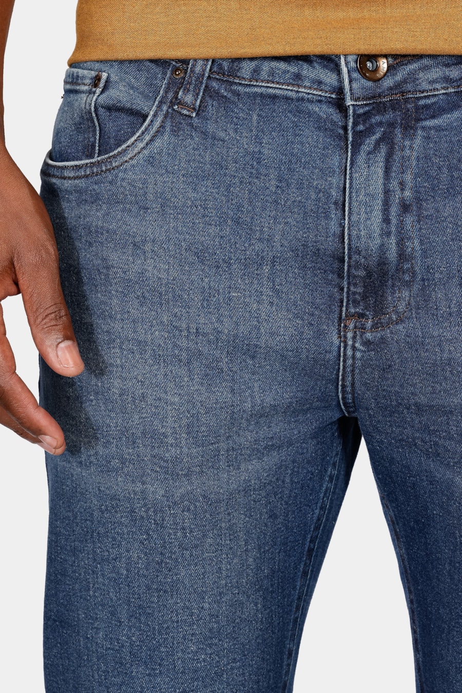 Calça Jeans Slim Medium Blue Dirty Azul Médio — foto 3 de 5