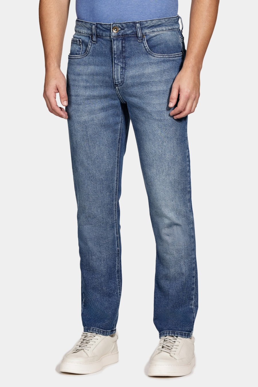 Calça Jeans Slim Medium Stone Wash Azul Medio — foto 1 de 6