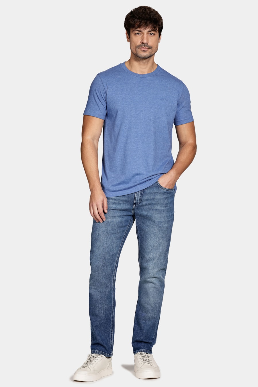 Calça Jeans Slim Medium Stone Wash Azul Medio — foto 2 de 6