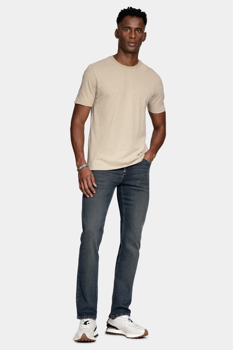 Calça Jeans Slim Red Blue Dirty Azul Escuro