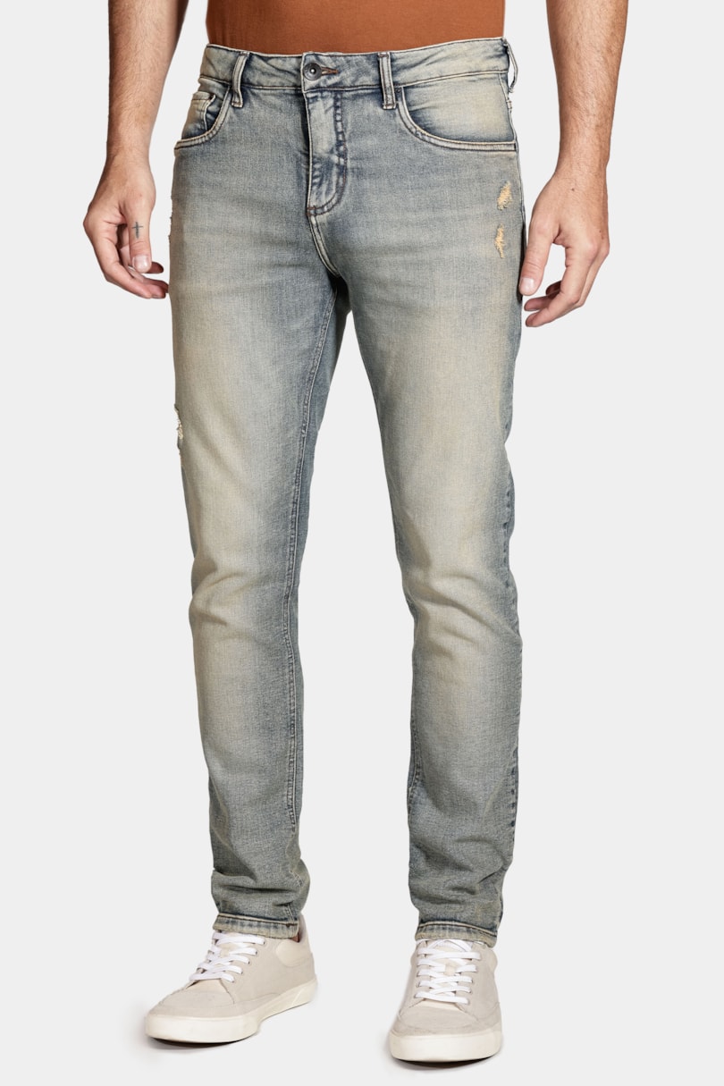 Calça Jeans Slim Red Dirty Vintage Azul Escuro