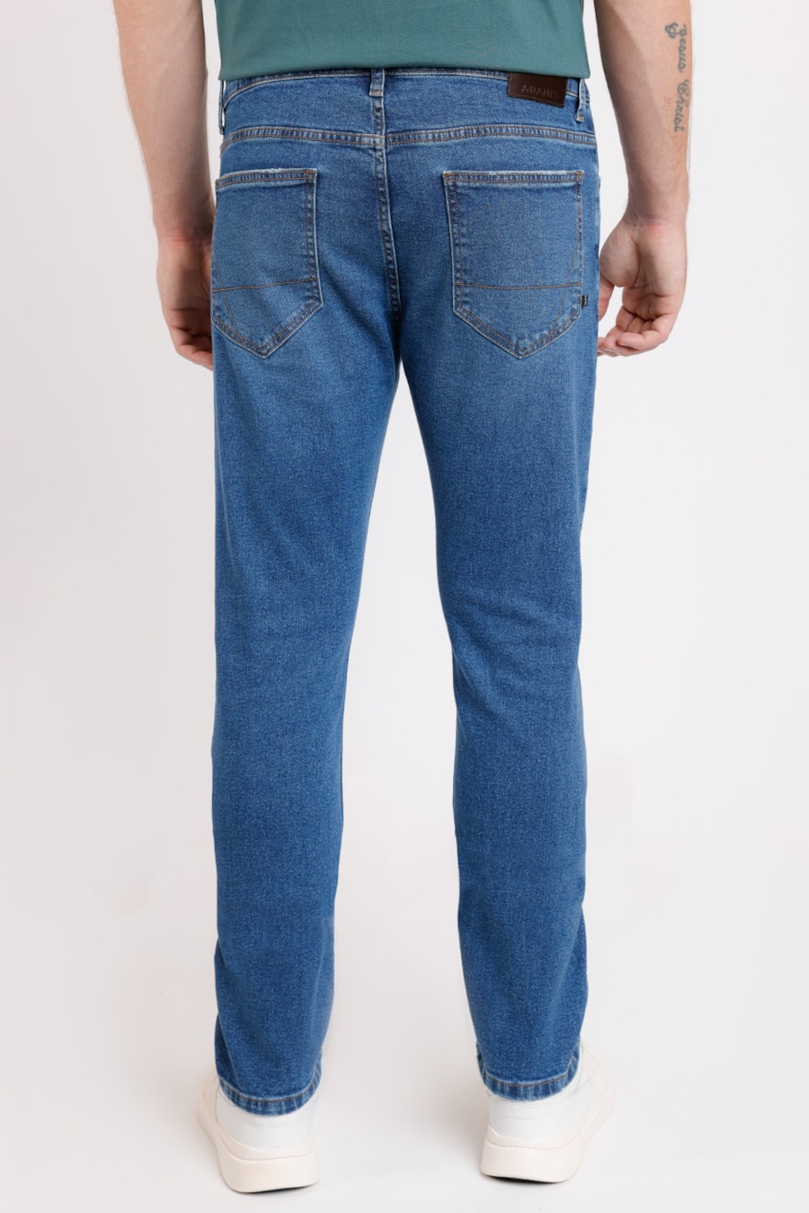 Calça Jeans Slim Stonada Dirty Azul Médio — foto 3 de 3