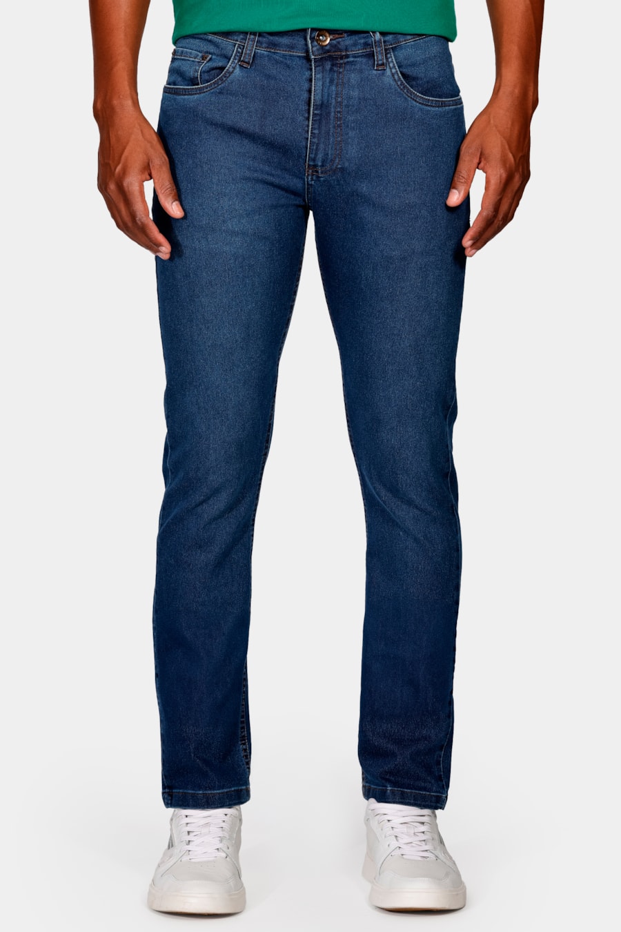Calça Jeans Slim Stonado Médio Azul Médio — foto 1 de 5