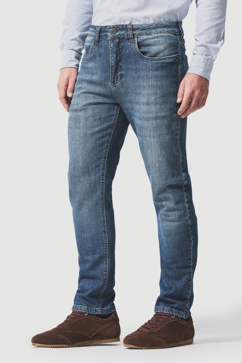 Calça Jeans Slim Stone Azul Escuro