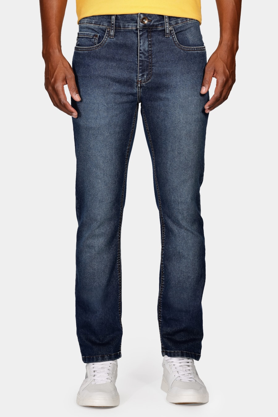 Calça Jeans Slim Super Power Dirty Azul Médio — foto 1 de 5