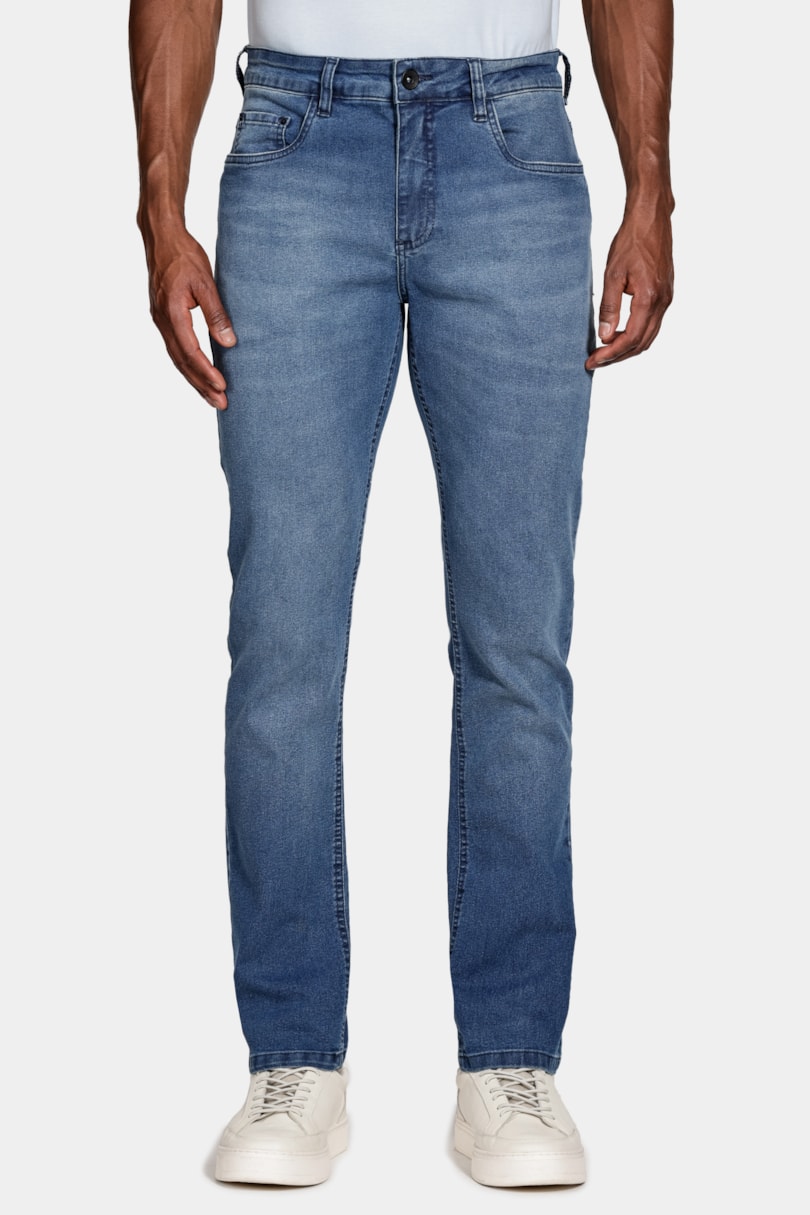 Calça Jeans Slim Super Stone Azul Medio